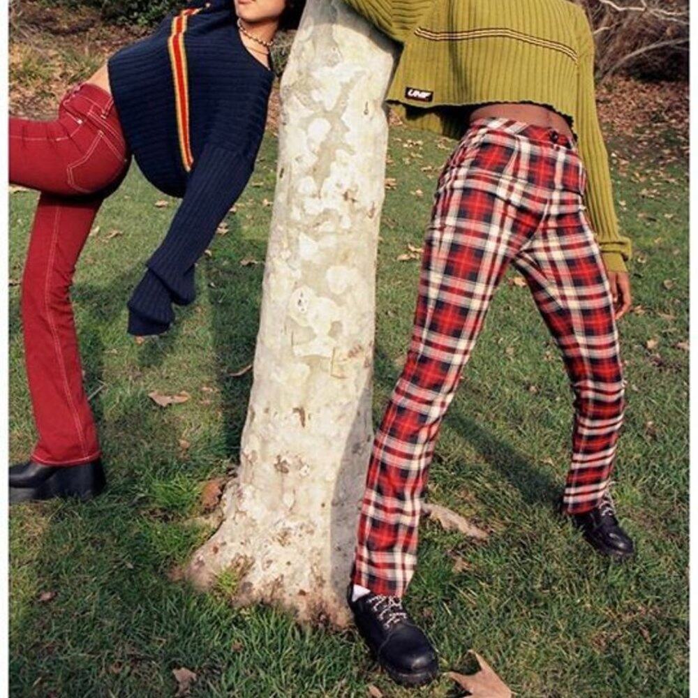 UNIF Winx Red & Black Plaid Trouser Pants